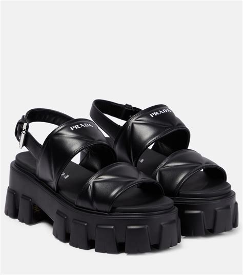 prada logo leather sandals|prada platform sandals outlet.